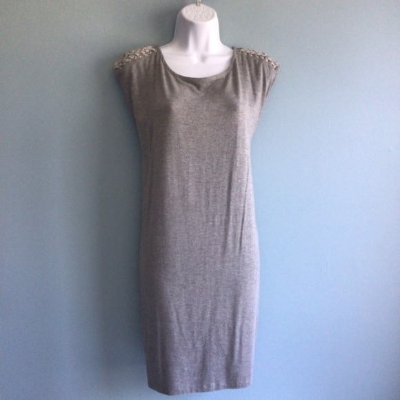 Splendid Gray T-shirt Dress Lace Up Shoulder Size S - Picture 1 of 8